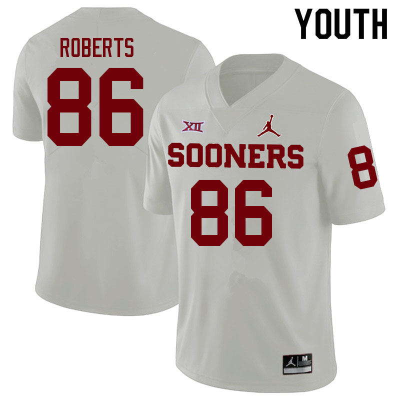 Youth #86 Cedric Roberts Oklahoma Sooners College Football Jerseys Sale-White - Click Image to Close